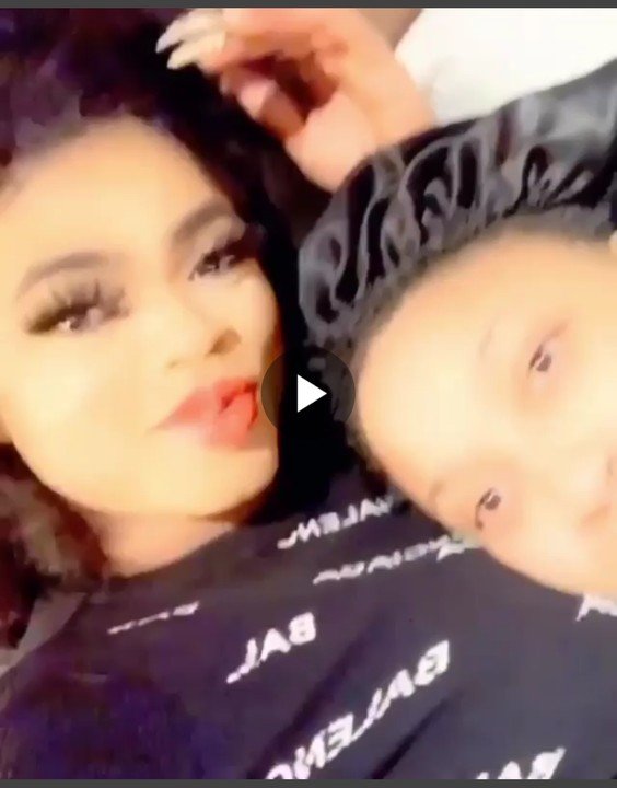 Tonto Dikeh Touching Bobrisky's B00bs on Bed (SEE VIDEO)