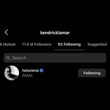 Kendrick Lamar followed Rema on Instagram