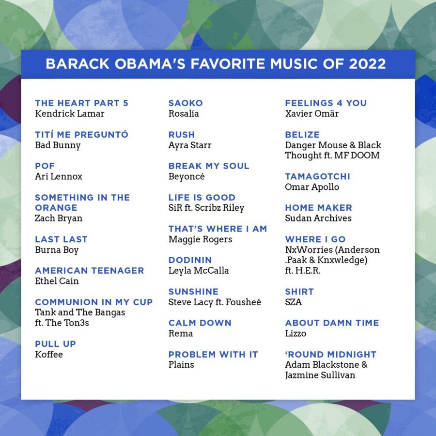 Obama's Favorite Music of 2022 list