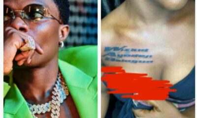 Lady Tattoos Wizkid's Full Name On Her Chest